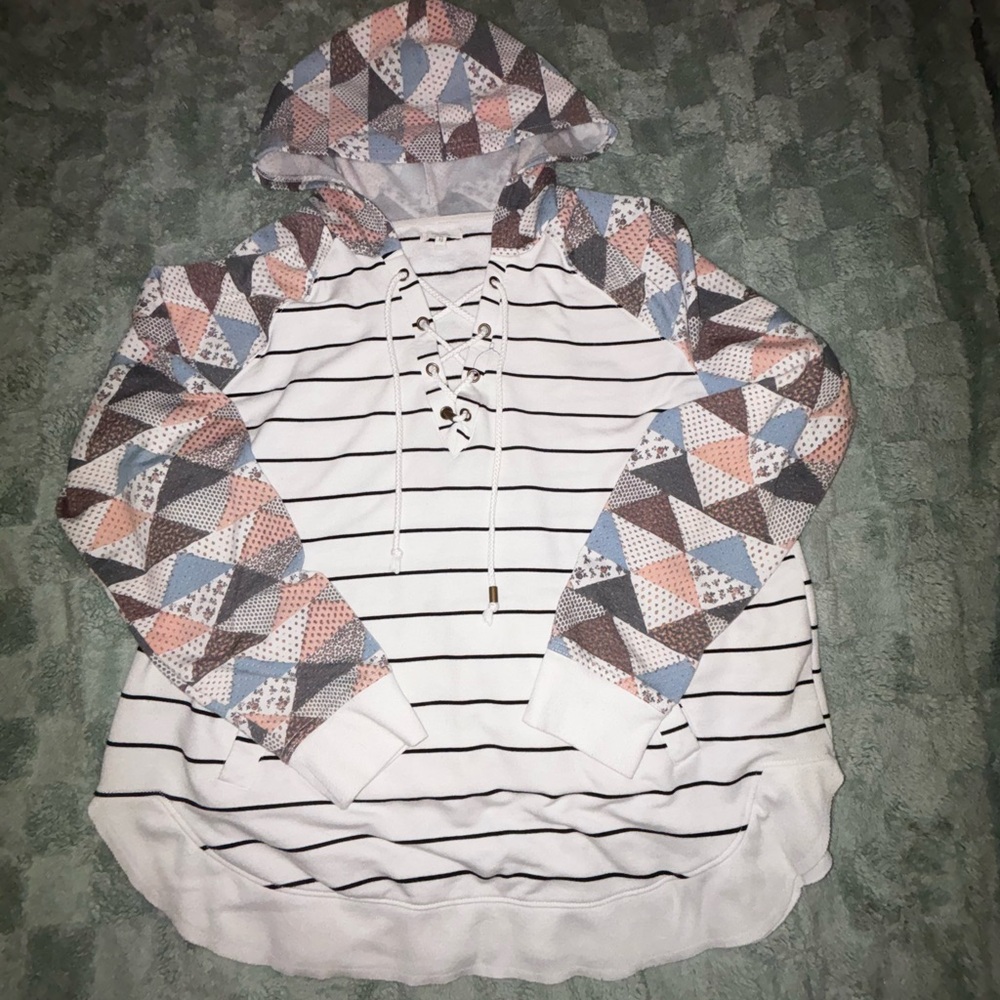 Maurices Striped and Geometric Cozy Hoodie